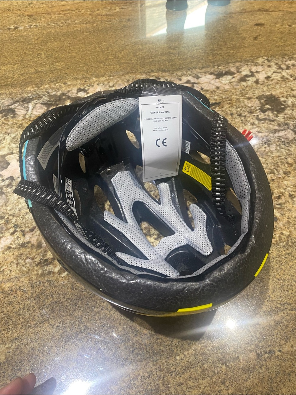 Eastinear Adult Cycling Helmet - Black with Blue & Yellow Accents - Picture 3 of 6